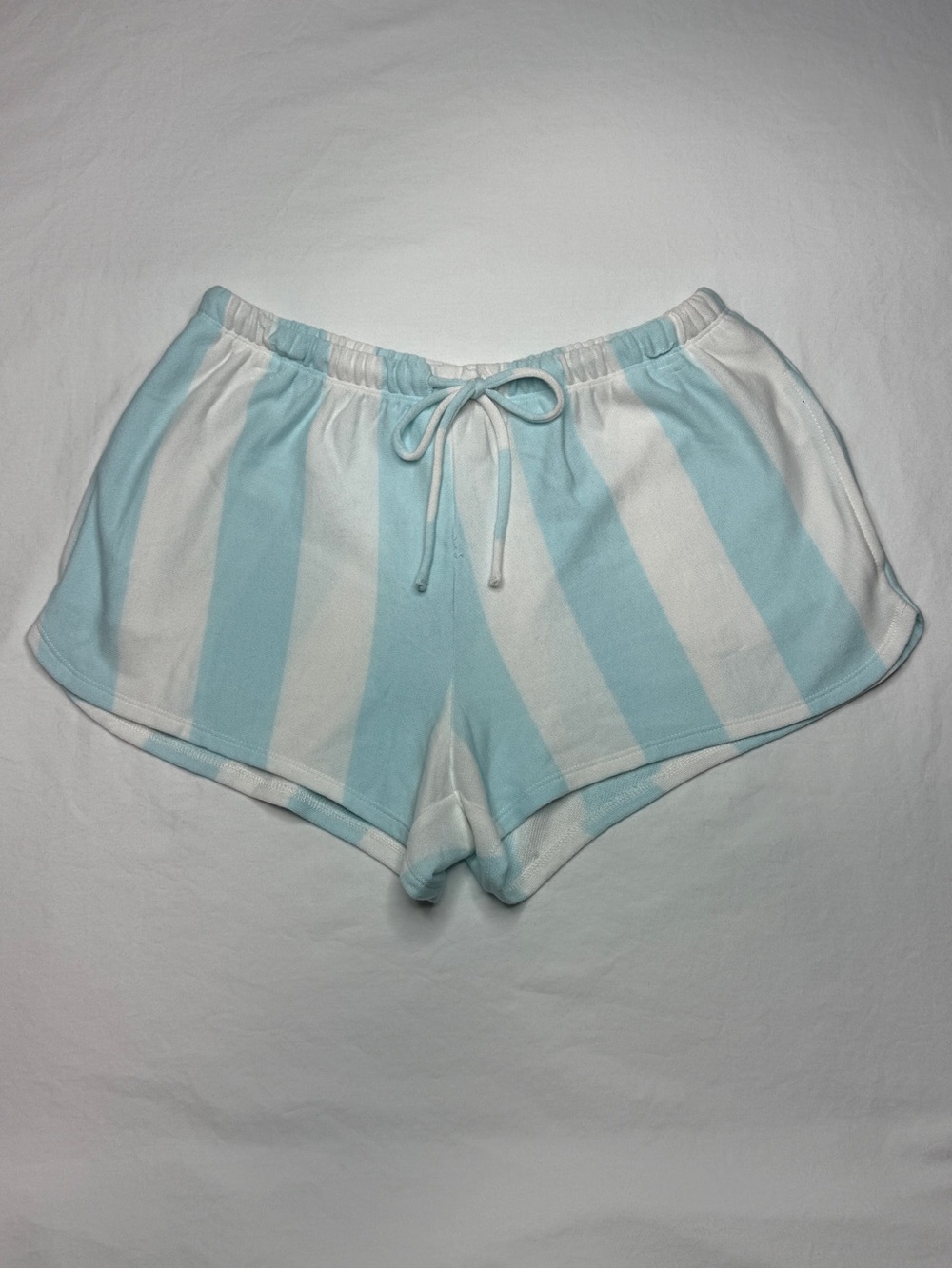 No Boundaries Light Blue & White Striped Athletic Shorts